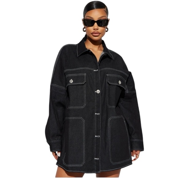 Fashion Nova Jackets & Blazers - Fashion Nova Super Babe Denim Jacket Black Wash